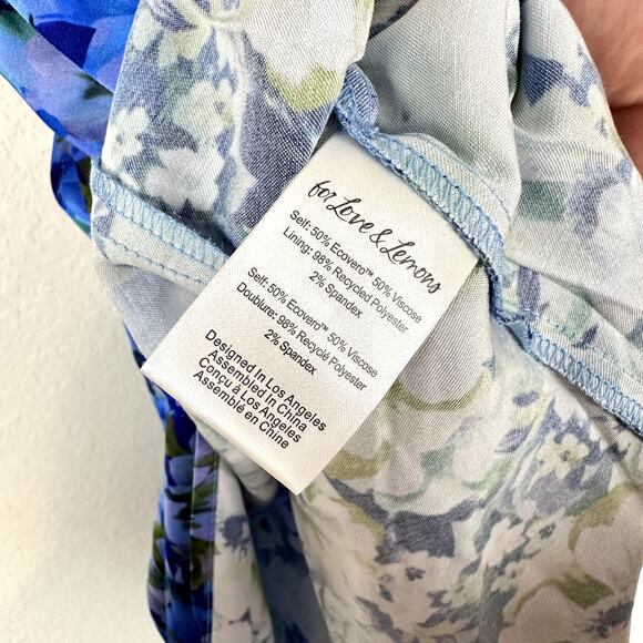 NWT For Love & Lemons Astor Midi Dress in Blue Size XL - Picture 6 of 7